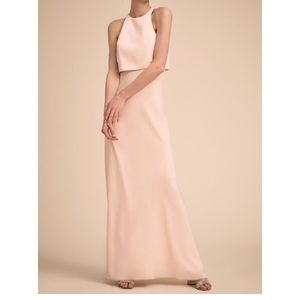 Jill Stuart Iva Crepe Blush Pink Maxi Dress Bridesmaid Gown